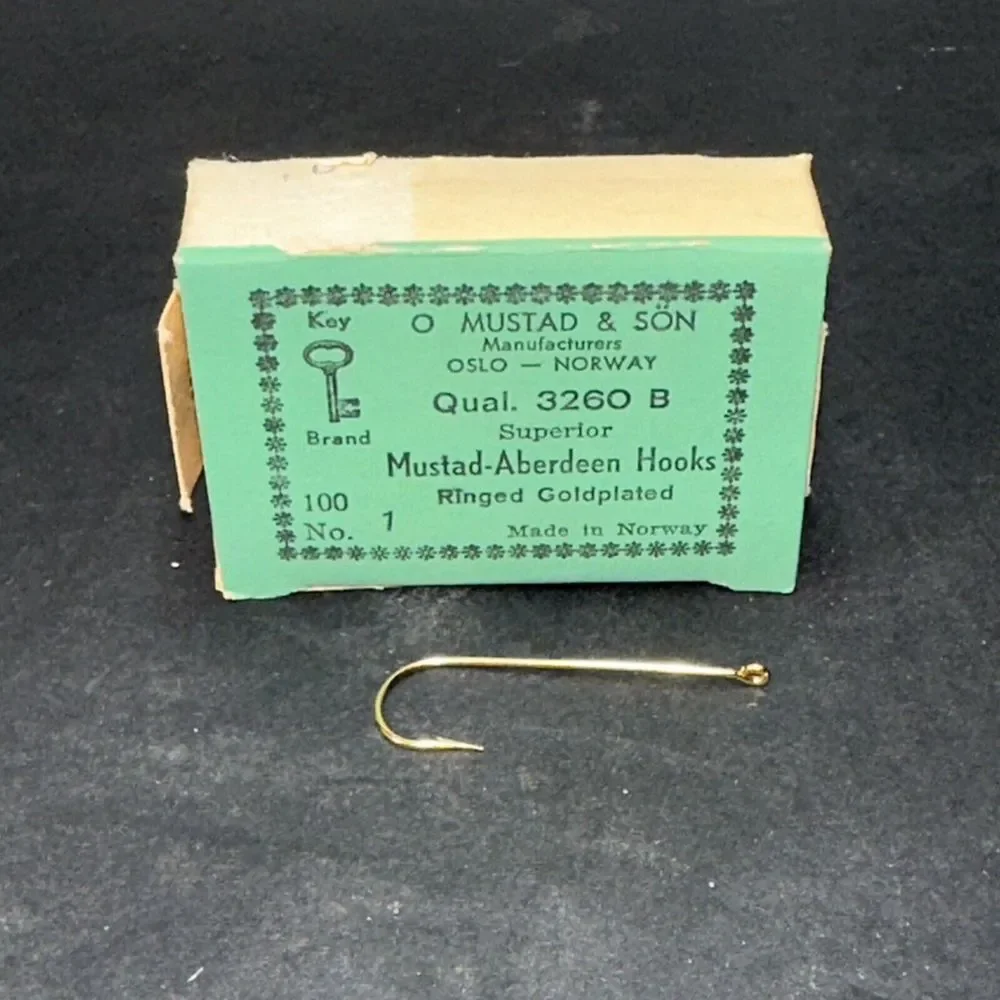 Vintage Mustad 3260B size 1 Aberdeen Hooks Made In Norway Mustad & Son USA 100pk